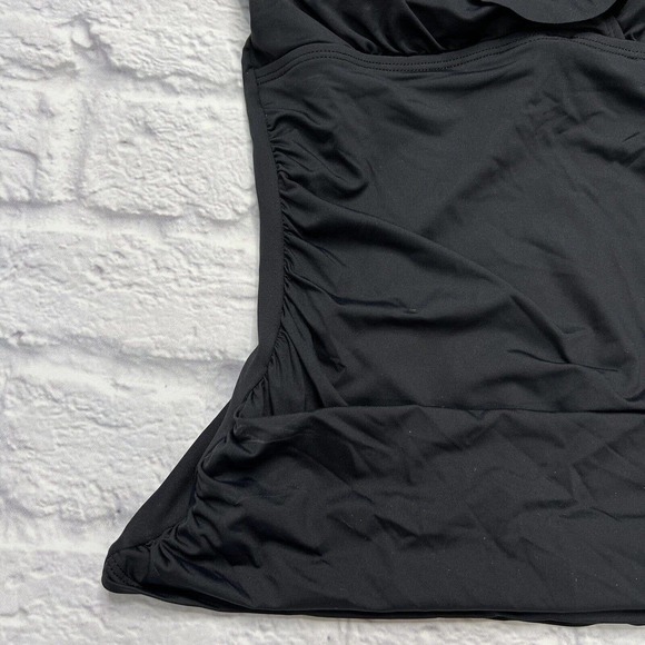 LRL Ralph Lauren BLACK Beach Club Solids Ruffle Tankini Swim Top Size 6 Slimming - Picture 4 of 7